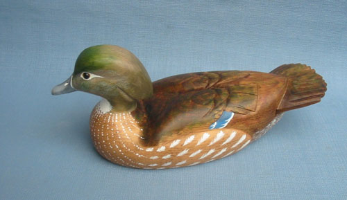 Wood Carving - Handcarved Wood Duck Hen Fan Tailed Decoy