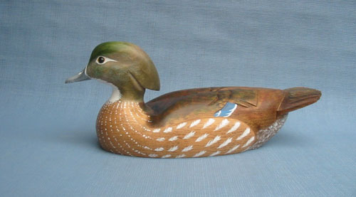 Wood Carving - Handcarved Wood Duck Hen Fan Tailed Decoy