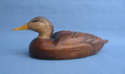 Wood Carving - Handcarved Classic Black Duck Drake Decoy