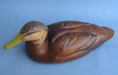 Wood Carving - Handcarved Classic Black Duck Hen Decoy