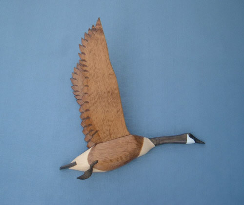 Wall Mount Canada Goose Wings Up Head Down Decoy