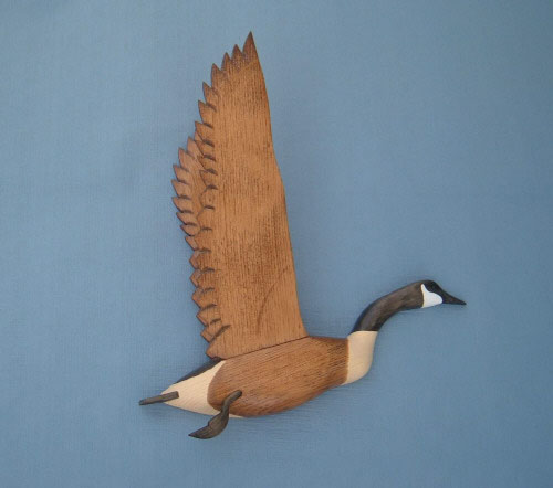 Wall Mount Canada Goose Wings Up Head Up Decoy