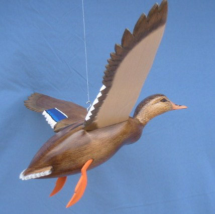 Wood Carving - Bird In Flight Mallard Hen 30