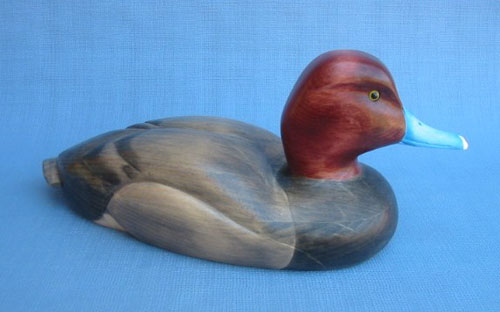 Robert Kelly Wood Carving - Classic Handcarved Redhead Drake Decoy