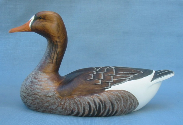 Wood Carving - Classic Handcarved White Fronted Speckle Belly Goose Decoy