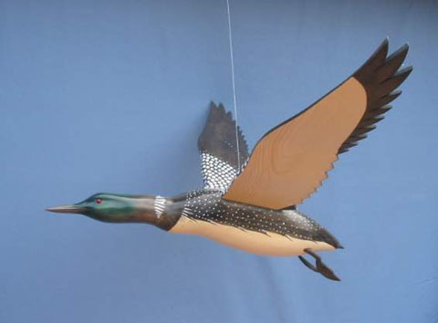 Wood Carving - Bird In Flight Common Loon 40