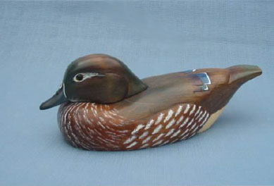 Robert Kelly Wood Carving - Handcarved Wood Duck Hen Decoy