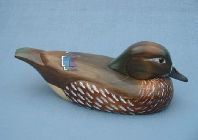 Robert Kelly Wood Carving - Handcarved Wood Duck Hen Decoy